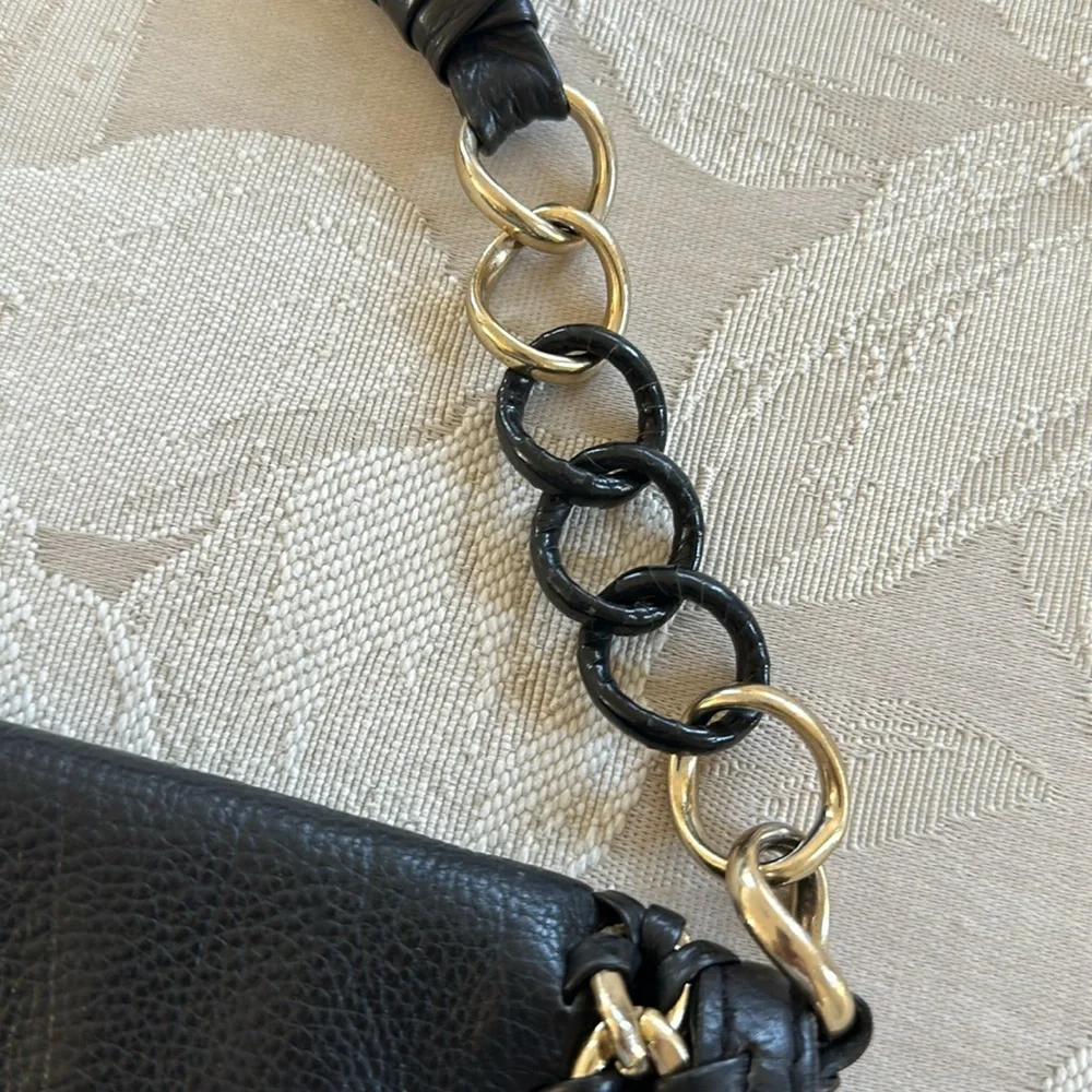 Michael Kors Black Leather Chain Shoulder Clutch